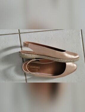 Rose Gold Leather Ballet Flats